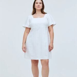 Madewell Linen Square Neck Short Sleeve Mini 14W Little White Dress Bride Smock